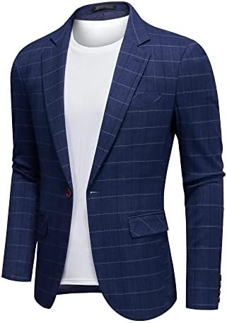 Novelove elegante blazer masculino para trabalho, casacos leves e leves, traje casual xadrez, blazer slim fit for Men