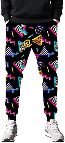 Wxueh moda dos anos 80, estilo jogador calças de moletom masculino engraçado calças calças casuais calças 90s para