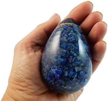 Orgone lapis lazuli ovo com base de madeira - cristal em gemias de cobre mix de metal reiki chakra com berly os carvalhos