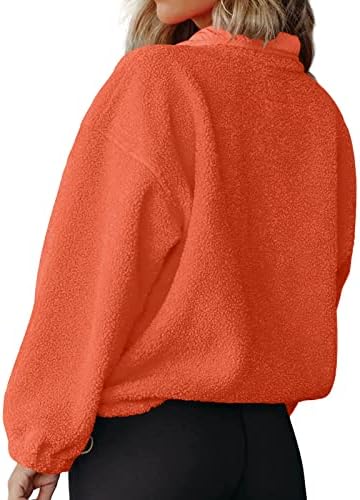 Panadila Half Snap Snap Fleece Pullover Casual Fuzzy Sherpa Sweatshirt com bolsos camisas de manga longa da moda