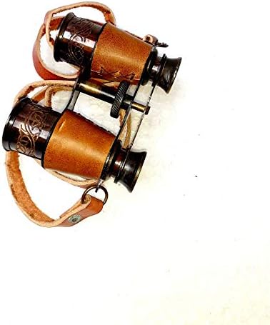 Ganga Náutico de 4 polegadas de 4 polegadas de estilo antigo binocular com cobertura de segurança de couro que a torna