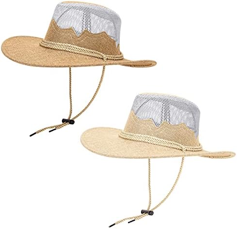 Homiton 2 pacote de malha de sol chapéu largo de golfe de golfe chapé de safari chap de pesca de praia para homens para