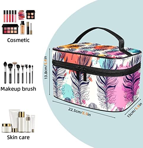 Bolsa de maquiagem de viagens de Yoyoamoy, penas coloridas grandes bolsas de cosméticos compõem sacolas de higiene pessoal de estojos