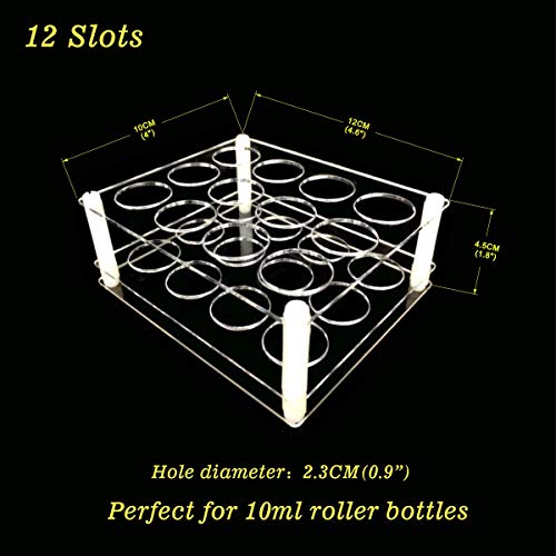 Boxin 12Slots Roller Garrants Solter, Perfect Hold Verticalmente para rolos de óleos essenciais, Óleos Great Oils Display Bottles