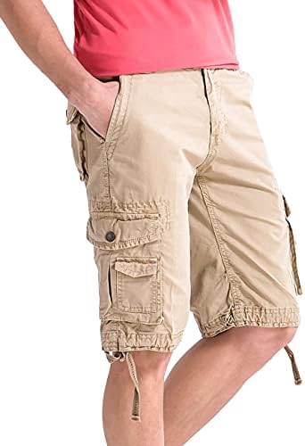 Wenven Men's Cotton Twill Cargo Shorts Classic Relaxed Fit- Reg e tamanhos grandes e altos