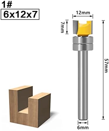 Cortador de moagem de superfície 1 pedaço de 6 mm de broca reta de haste com rolamento de rolamentos de bits de madeira de