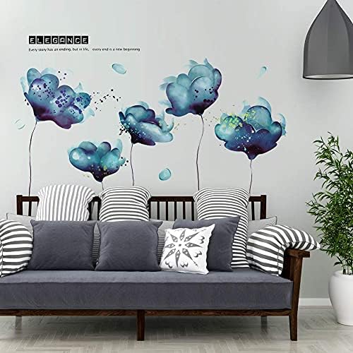 RW-2003 Removível 3d Blue Dream Flor Wall Stickers Diy Home Wall Decoration Decor de arte De decalqueira de parede Murais e bastões