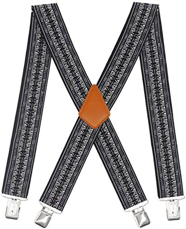 Doloise Men's Suspenders x de volta 2 polegadas de largura com clipes pesados ​​extras aparelhos ajustáveis ​​para