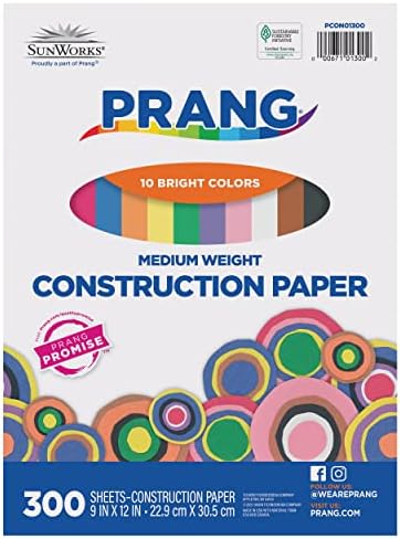 Prag Construction Paper, 10 cores variadas, 9 x 12, 500 folhas