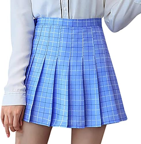 Mini -saia metálica Corrente da cintura feminina Aline Skirt Cantura Alta Verificação de saia plissada Batik envolta em torno