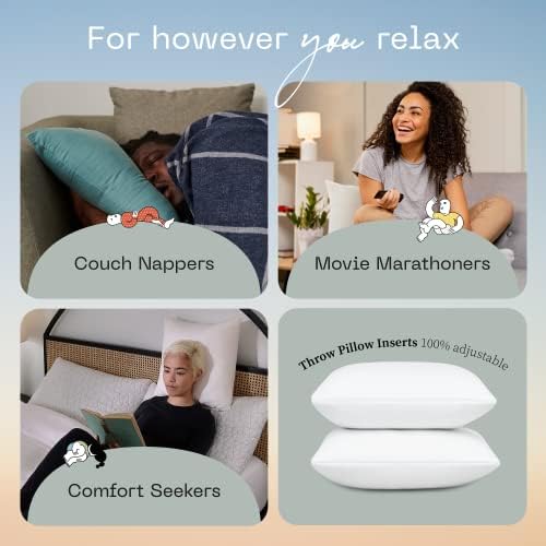 Coop Home Goods Throw Pillow Insert - 18 x 18 polegadas de travesseiro decorativo interno, preenchimento de espuma de memória ajustável,