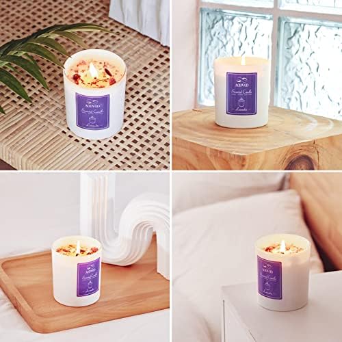 Presentes de velas perfumadas de lavanda para mulheres - vela de aromaterapia com cristais dentro, 10 onças de cera de soja