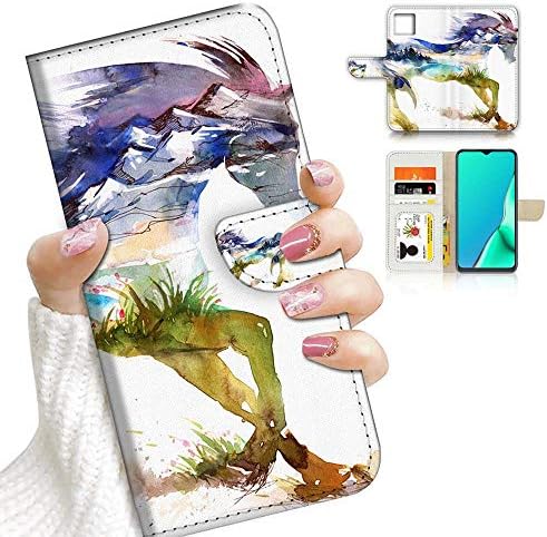 Para iPhone 14 Plus, capa de capa de telefone da carteira Flip projetada, cavalo abstrato A20275
