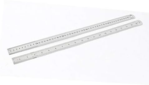 X-Dree 2pcs lateral duplo aço inoxidável régua de borda reta Ferramenta de medição de 50 cm de 20 polegadas (2 piezas de lado