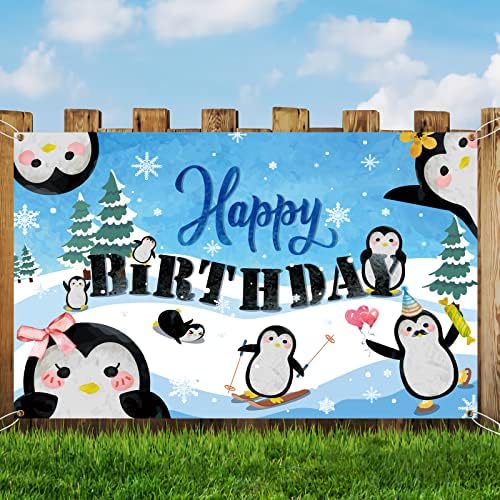 Meltelof Penguin Feliz Aniversário Penário Penguin Snowflake Tema Birthday Bornoft para inverno Natal menina Princesa menino