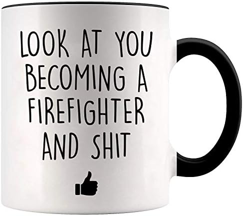 Younique Designs Future Firefighter Coffee Caneca, 11 oz, Copa de graduação em bombeiros para homens, caneca de formatura da Academia