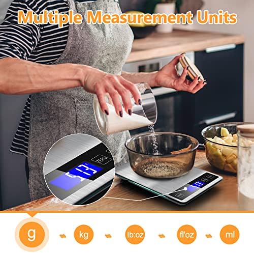 Esquista da cozinha em escala de alimentos Gramas de peso digital e oz - 33ib Kitchen Scale para perda de peso, cozimento