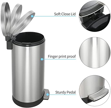 Simplykleen Kleen-Fit 10,5 galões ovais lixo de aço inoxidável com tampa