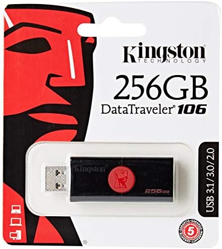Kingston DT106/256 GB USB 3.0 DATATRAVELER 106 DIVERSÃO FLASH TIPO A USB MEMAIS COMPATÍVEL COM COMPATÍVEL COM 2.0 USB