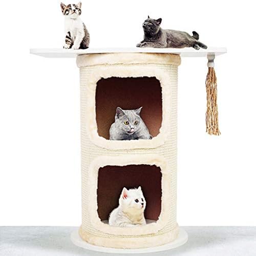 Lovepet White Double Tree Hole Cat Salbing Tree Sisal Barrel Tower Tower Cat Móveis