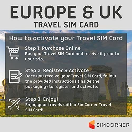 Cartão SIM de viagem da Europa UK - cartão SIM pré -pago com dados e minutos ilimitados para números da UE e Reino Unido. Cartão de