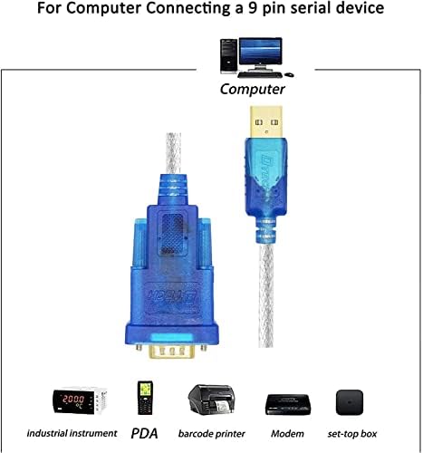 DTECH USB para cabo de adaptador serial 16 pés db9 machos rs232 para o cabo USB com chip FTDI suporta Windows 11 10 8