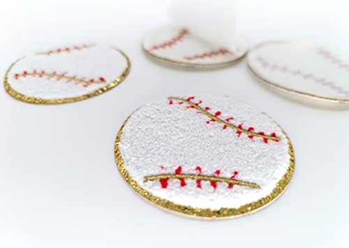 4pcs Base Ball Chenille Patches Gold Stitch Baseball Ferro em aparelhos de bricolage Appliques Personalize Reparação