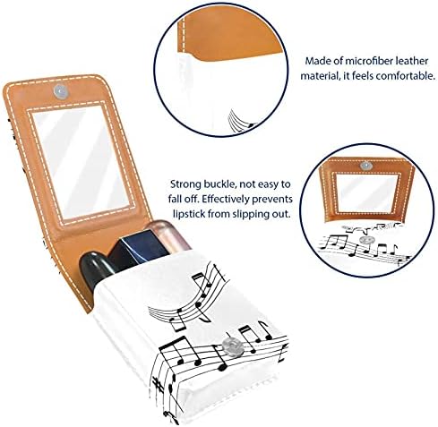 Lipstick Case Lipstick Organizer com espelho de batom de espelho para bolsa Meninas Mini Mini portátil para Música Batom Nota