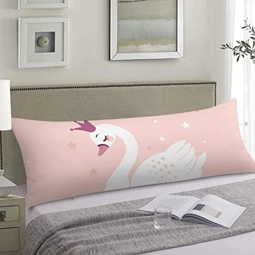 Capas de travesseiros corporais de Lynarei 20x54 polegadas Cute Princesa cisne Bedding decorativo Pillow grande protetor de