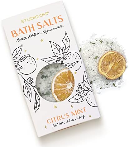 Estúdio oh! Citrus Mint Saltos de banho com cheiro para mulheres, Bath Bath Soak Gift, 5,3 oz
