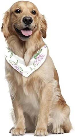 2 pacote de cachorro bandana desenhada a mão rosada lindas flores peony impressão cachecol de estimação ajustável bibs bibs