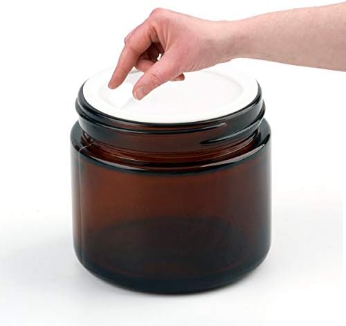 Encheng 15 pacote de potes de vidro redondo de 2 oz âmbar, com forros internos e tampas pretas, recipientes de cosméticos