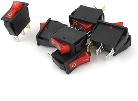 Switches industriais da Daperci 8pcs Controle vermelho Lâmpada elétrica 3 pinos SPST ON/OFF Snap em Mount Boat Rocker