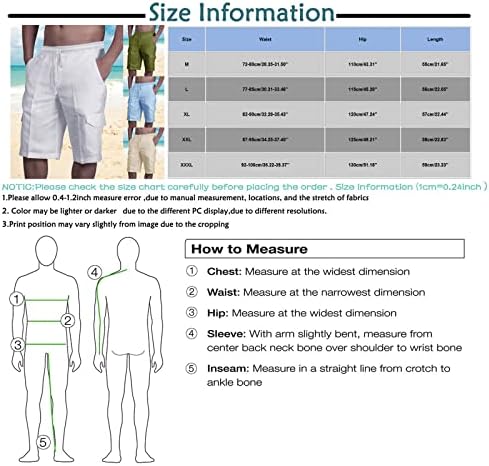Shorts de linho de algodão Firero para homens shorts de praia casual Comfort Comfort Workout Treino de cordão liso