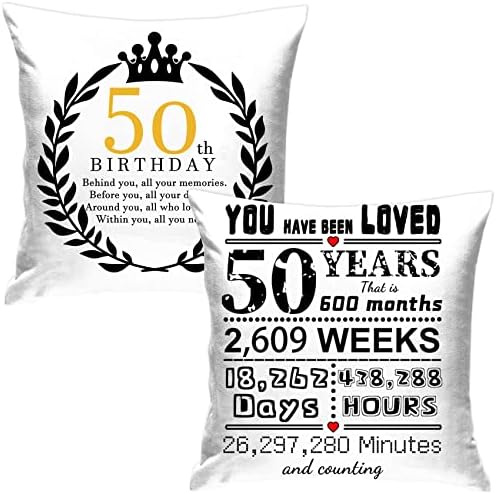 Coshaysoo 50º aniversário Tampa de travesseiro de 18x18 polegadas 1pc Presente de dois lados para a irmã mamãe tia,