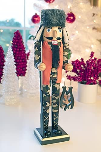 Criações inteligentes Hunter 15 polegadas de madeira tradicional de madeira, decoração festiva de Natal para prateleiras e