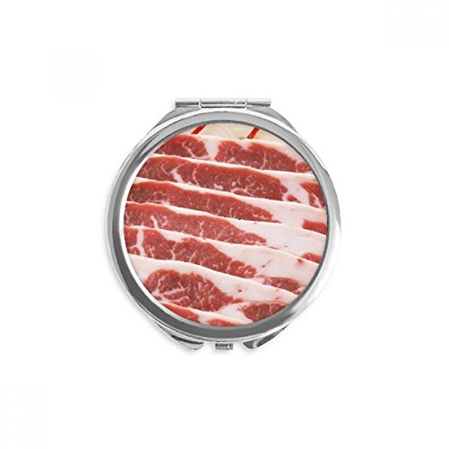 CHOPS de carne de porco alimentos textura de mão compacta espelho redondo vidro portátil de bolso
