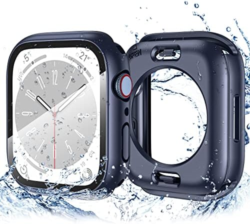 [2 em 1] Letóides Caso para Apple Watch Series 8 e 7 45mm Protetor de tela - Quadro de pára -choques Hard PC Tampa de filme de vidro