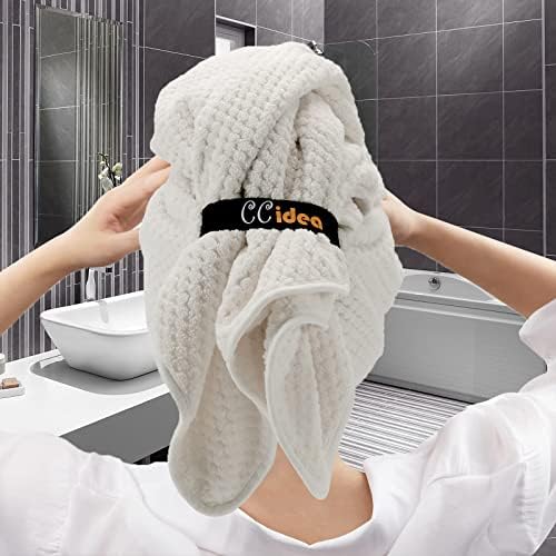 Toalha de cabelo de microfibra grande ccidea, 1 embalagem de cabelo de secagem rápida para cabelos molhados, toalha de microfibra de
