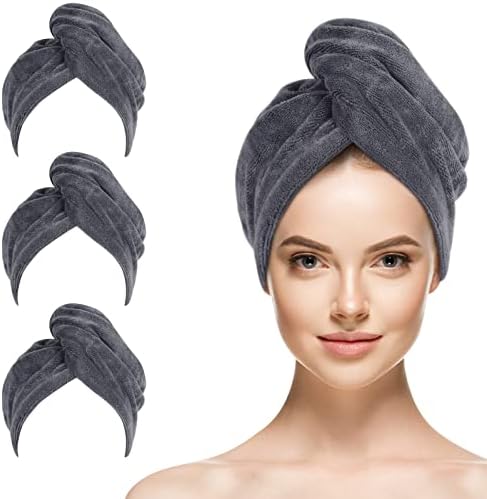 Sinland Microfiber Hair Secying Hair Toard Turban Twist para cabelos longos Toalhas de secagem rápida