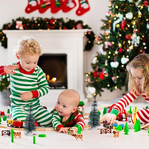 Luozzy 24pcs Decorações de desktop de Natal Mini Ornamentos de pinheiros de pinheiro de 4cm de Natal