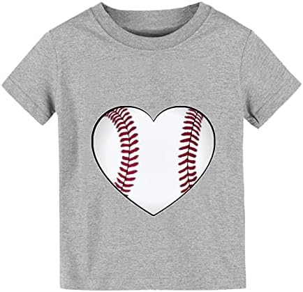 Verão Solid Color Baseball coração desenho animado Boys and Girls Tops de manga curta camisetas para meninos e roupas