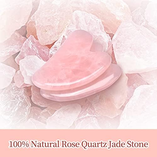Kongdy Gua Sha Ferramentas Faciais, Jade Natural Rose Quartz Guasha Pedra para Cuidado do Corpo Face, Promove Formulários de Drenagem