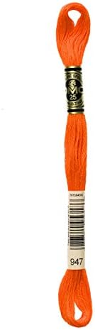 DMC 117-947 6 Floco de algodão de bordado de fios, laranja queimada, 8,7 jardas