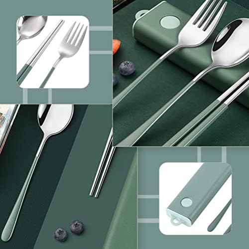 Winomo Grilling Sets 304 utensílios de viagem de mesa de aço inoxidável com utensílios de viagem com colher de pauzinhos de pauzinhos