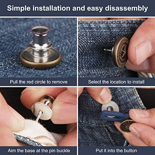 12 Define o botão pinos para jeans, 4 PCs Botão de extensor de silicone da cintura para homens e mulheres, sem calças