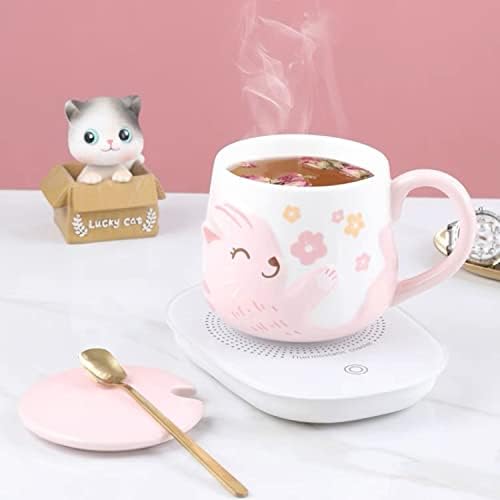 Lu Jiang Cat Caneca de café fofa Copa de chá de cerâmica com gato alça de cauda novidade Manhã de leite com leite de leite com tampa
