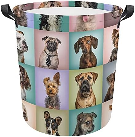 Composição de cães cães oxford cesto de lavanderia com alças cestas de armazenamento para organizador de brinquedos banheiro