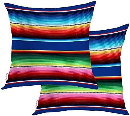 Baonews Purplish Blue mexicano listras arremesso de travesseiro, cobertura de almofada de sera étnica vermelha tampa digital