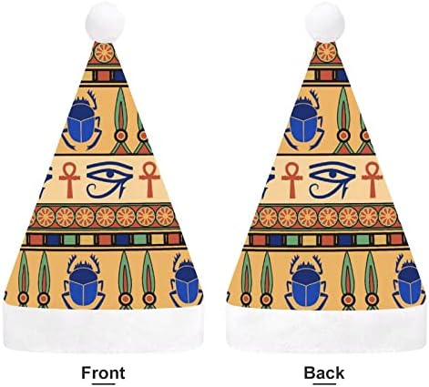 Ornamento egípcio Chapéu de Natal engraçado Papai Noel Hats Plush curto com punhos brancos para suprimentos de decoração de festa